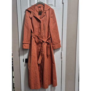 Vtg Women's P.B.D.‎ International Orange Trench Coat size 7=sm